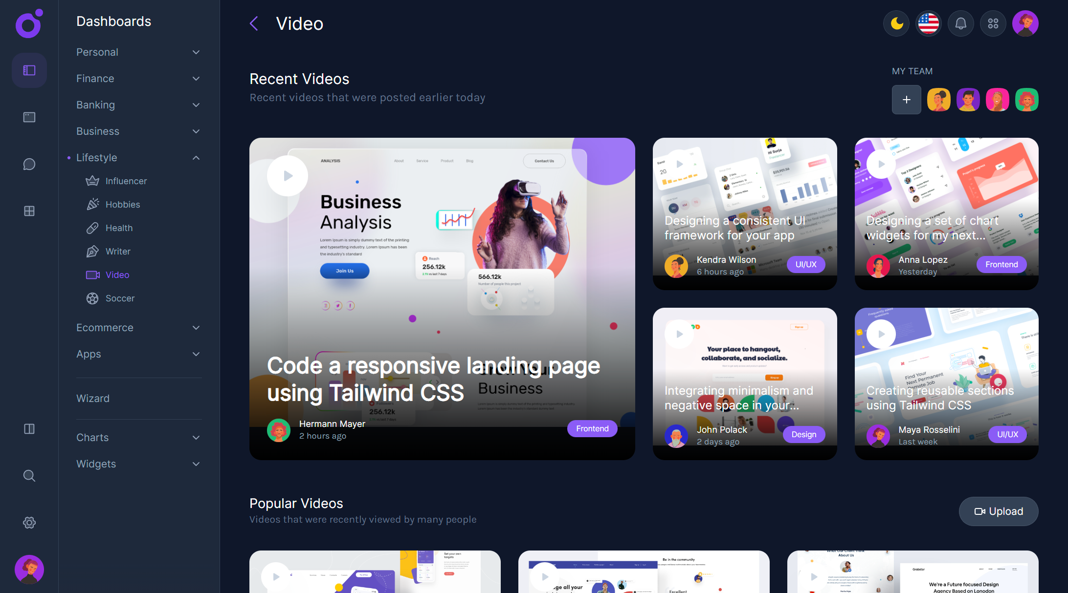 Tairo - Video dashboard