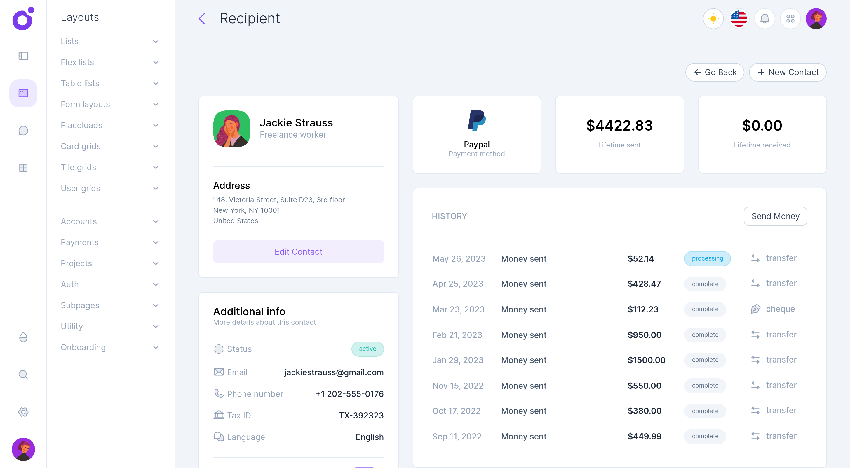 Tairo - Contact recipient