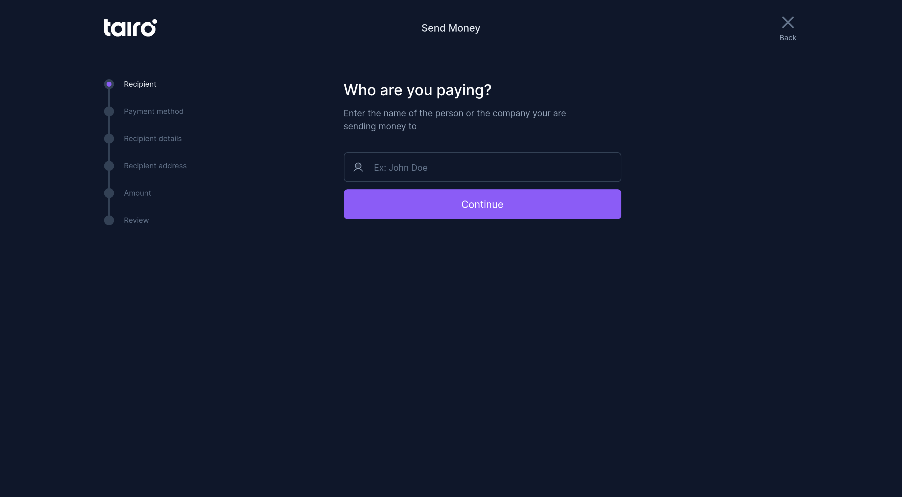 Tairo - Send - Step 1