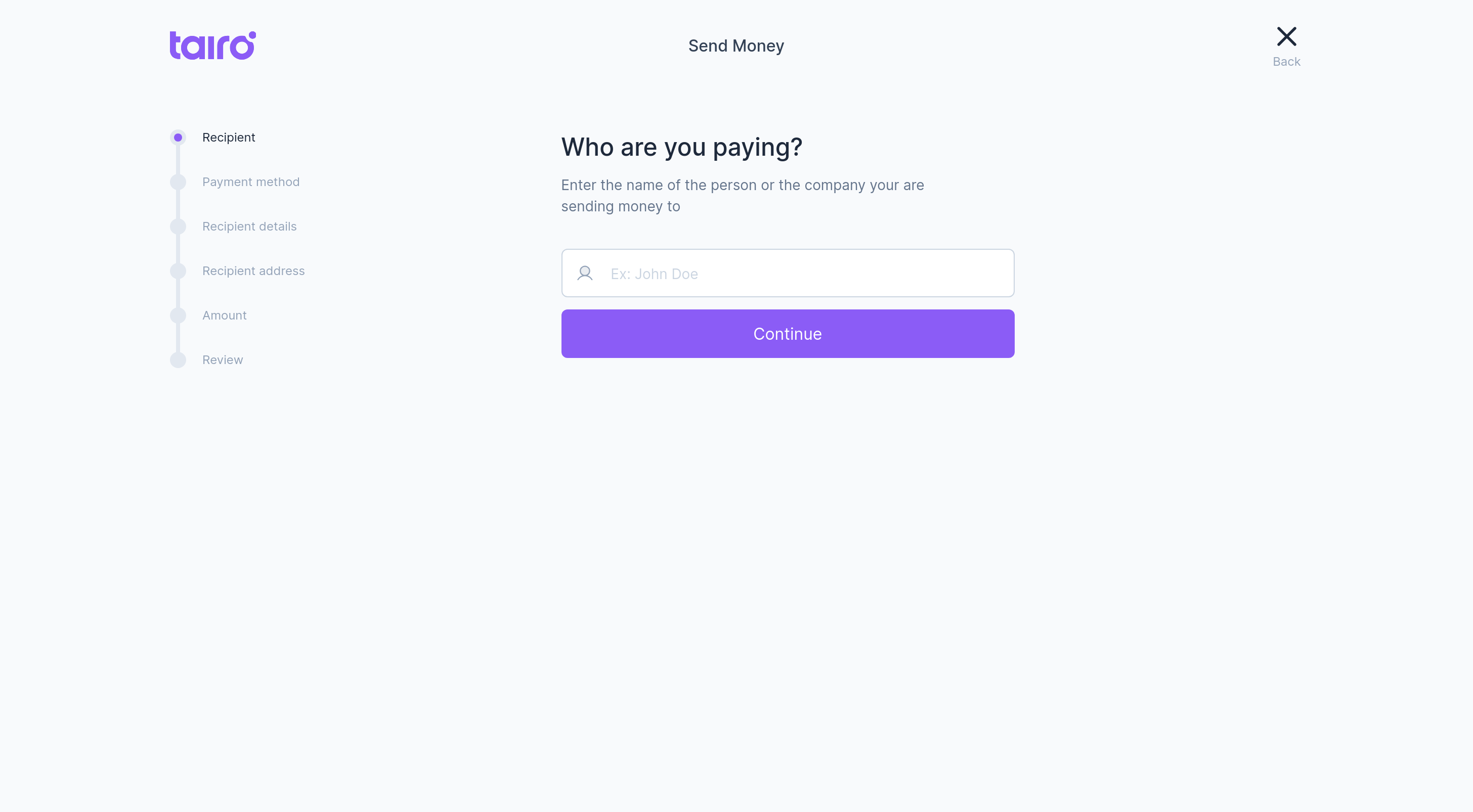 Tairo - Send - Step 1